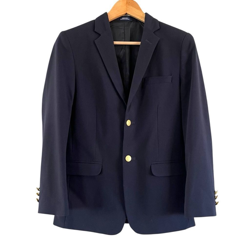 Chaps Navy Blue Gold Button Suit Jacket